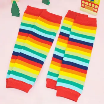1-3T Jeseň Nové Baby Chlapci, Dievčatá Rainbow Pruhované Ponožky Farebné Mäkké Plazenie Kolien Koleno Podložky Chránič Leg Warmers 2