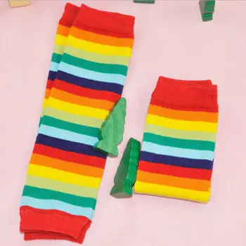 1-3T Jeseň Nové Baby Chlapci, Dievčatá Rainbow Pruhované Ponožky Farebné Mäkké Plazenie Kolien Koleno Podložky Chránič Leg Warmers 3