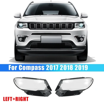 1 Dvojica L+R Pre Jeep Compass 2017 2018 2019 Auto Svetlometu Objektív Kryt Svetlometu Tienidlo Lampy Priehľadné Predné Svetlo Shell 0