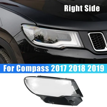 1 Dvojica L+R Pre Jeep Compass 2017 2018 2019 Auto Svetlometu Objektív Kryt Svetlometu Tienidlo Lampy Priehľadné Predné Svetlo Shell 1
