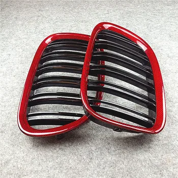 1 Pár Najvyššej kvality Červená karbónová Auto Prednej maske Pre 7 Série F01 F02 dvojriadkový Predné Oka Mriežky Mriežka 2008-2015 1