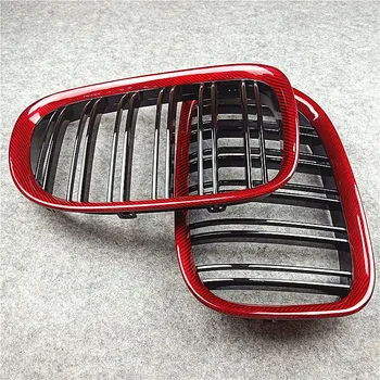 1 Pár Najvyššej kvality Červená karbónová Auto Prednej maske Pre 7 Série F01 F02 dvojriadkový Predné Oka Mriežky Mriežka 2008-2015 3