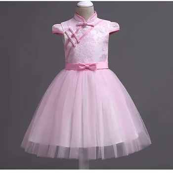 2018 Dieťa dievča leta princezná šaty elegantné cheongsam plesové šaty Dievčatá šaty pre Svadobné a narodeninové párty, baby girl šaty