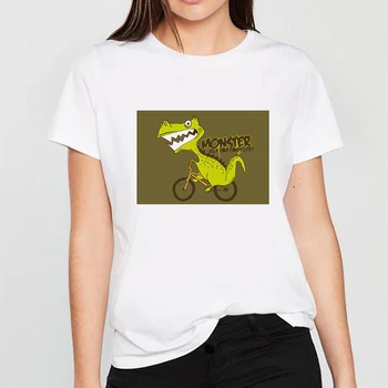 2020 Lete Ženy T-shirt Malý dinosaurus košíka Vytlačené Tshirts Bežné Topy Tee Harajuku 90. rokov Vintage Biele tričko Ženské Oblečenie 1