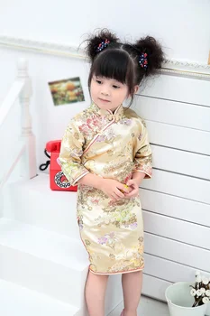2022 Jar Pivónia Deti Qipao Dievčatá Šaty Cheongsams Kvet Tradičný Čínsky Nový Rok Festival Deti Oblečenie Hot Predaj
