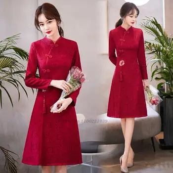 2022 čínske šaty moderné qipao ženy cheongsam qipao červená nevesta svadobné šaty formálne šaty čínskej tradičnej čipky šaty qipao
