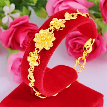 24k pozlátený zlato produkty Huiou mince, zlaté kvety simulácia zlaté náramky, šperky