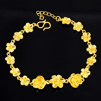 24k pozlátený zlato produkty Huiou mince, zlaté kvety simulácia zlaté náramky, šperky 1