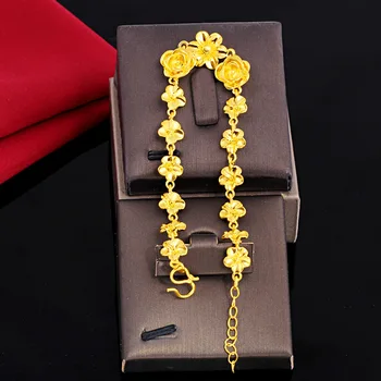 24k pozlátený zlato produkty Huiou mince, zlaté kvety simulácia zlaté náramky, šperky 2