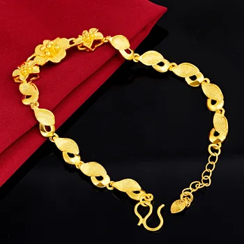 24k pozlátený zlato produkty Huiou mince, zlaté kvety simulácia zlaté náramky, šperky 4