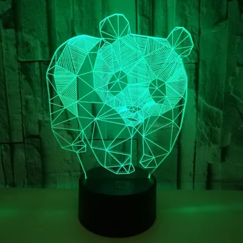 3D LED Nočné Svetlo Panda s 7 Farieb Svetla, pre Domáce Dekorácie, Lampy Úžasné Vizualizácie Optické Ilúzie Úžasné