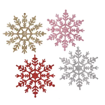 3ks 12 cm Biele Plastové Falošné Snowflake prívesok Vianočný Večierok Prívesky, Nový Rok, Vianoce, Stromček, Ozdoby Mrazené Strany