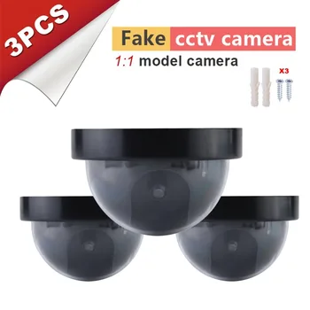 3ks Vonkajšie Vnútorné Simulácia Fotoaparát Figuríny kamerový monitorovací Bezpečnostný Cam S Výstražné LED Flash Light Wholesales 2020 Najnovšie
