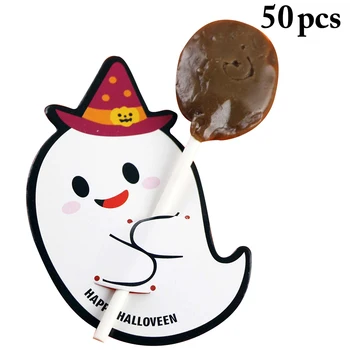50Pcs Tekvica Ghost Cartoon Lízatko Cukroví Dekorácie Karty Pre Deti na Halloween Party Dodávky DIY Candy Darček Príslušenstvo