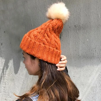 6 farieb Nový príchod módne sladké veľké vlasy loptu ženy klobúk zime teplé roztomilý pohodlné čerstvé temperament roztomilé mäkké pletené klobúk