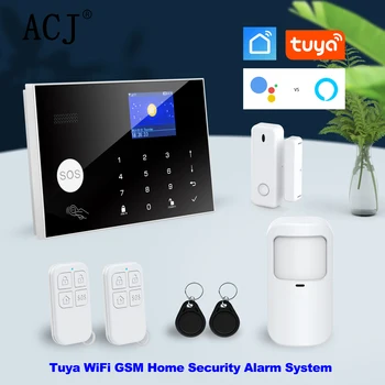 ACJ Tuya WiFi, GSM Domov Bezpečnostný Alarm Systém je 433MHz Bezdrôtový Šikovný Zlodej Alarm Kit Pracuje S Alexa Google APP Diaľkové Ovládanie
