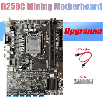 B250C ETH Baník Doske+Ozvučnice+SATA Kábel 12 PCIE Na USB3.0 Slot Grafickej Karty LGA1151 DDR4 Pre BTC Ťažba