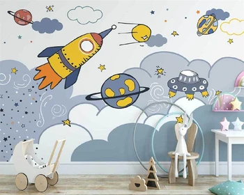 beibehang Vlastné moderné nordic ručne maľované raketa priestoru hviezdna detskej izby pozadia, tapeta na stenu papiere domova