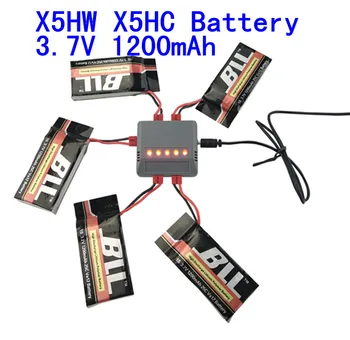BLL Syma x5hc x5hw batéria 3,7 V 1200mah Batéria s upgrade 5in1 nabíjací kábel pre syma x5hw rc drone Quadcopter Časti Nastavenie