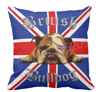 Cool Pirát British Bulldog Vankúš Bull Dog Anglais Úniu Jack Vankúše Prípadoch Vlajka Pet Psov Milenca Darček Gauč Dvoch Stranách 18