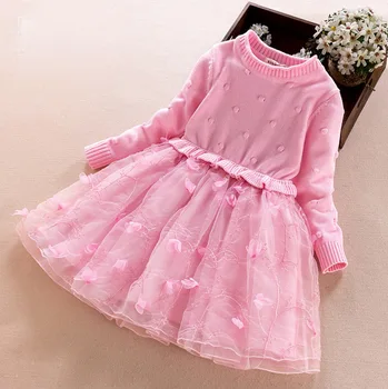 Detské šaty na jar a na jeseň girl je dlhý rukáv šaty princezná šaty