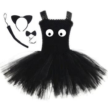 Dievčenské FunnynCat Kostýmy Tutu Šaty Deti Halloween Cosplay Black Tutu Šaty Party Dance Oblečenie Deti Nosenie