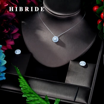 HIBRIDE Luxusné, Exkluzívne Kolo Luxusné Ženy, Svadobné Naija Svadobné Cubic Zirconia Náhrdelníky Náušnice Dubaj Vysokej Šperky N-159 0