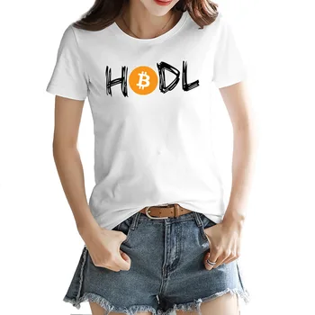 HODL Bitcoin BTC Mail BTFD Žien T-shirt Bežné Grafické Biela Bežné Topy Tees Európskej Veľkosť 0
