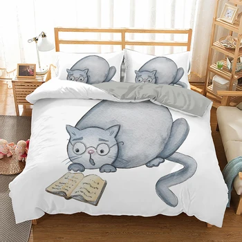 Kreslených Mačka Vytlačené posteľná bielizeň Nastaviť Osobnosti Tvorba Mačka Perinu Pre Deti jedného twin kráľovná king Size Domov obliečky 1