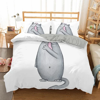 Kreslených Mačka Vytlačené posteľná bielizeň Nastaviť Osobnosti Tvorba Mačka Perinu Pre Deti jedného twin kráľovná king Size Domov obliečky 2