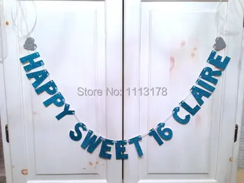 lacné Vlastné Sweet 16 Birthday Banner -- Narodeniny, Party Dekorácie / Foto Prop garland