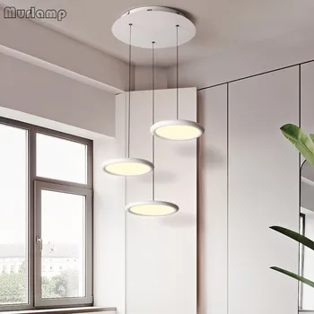 Moderné LED biela čierna kolo luster obývacia izba jedáleň luster kuchyňa bar lampa stmievanie 3-vedúci stropný luster