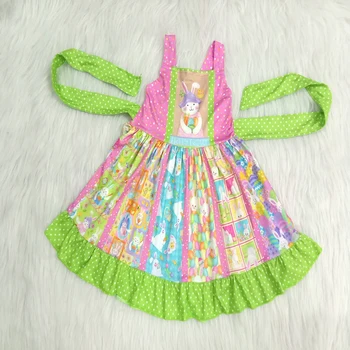 módne dievča točiť šaty s pásom sladké dievča roztomilý králik vzor šitie frocks 1