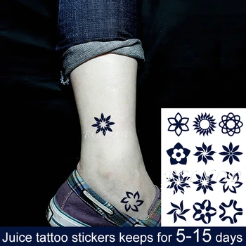 Nepremokavé Dočasné Šťavy ink Tattoo Nálepky Osobné Kvet Slnku Geometrický Vzor Ovocia Gél dlhotrvajúci tatto pre Mužov, Ženy