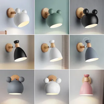 Nordic spálňa macaron zmluvne moderné nočná lampa osobnosti kreatívne nástenné svietidlá masívneho dreva štúdia koridoru nástenné svietidlo