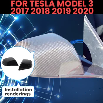 Náhradné výbava komã © tou je 2p Vysoko kvalitných Uhlíkových Vlákien Vzor pre Tesla Model 3 Model3 Tesla M3 2017-21 Spätné Zrkadlo Pokrytie 0