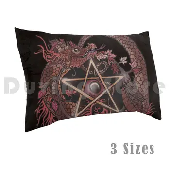 Pentagram Dragon Vankúš Vytlačené 35x50 Dragon Pentagram Wicca Pohanský Nový Vek Duchovné Magick Prírody