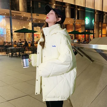Pribrala biely chlieb krátke dole bavlna kabát žena kórejská verzia voľné jeseň zimné bundy bavlna kabát 2022 žena nové