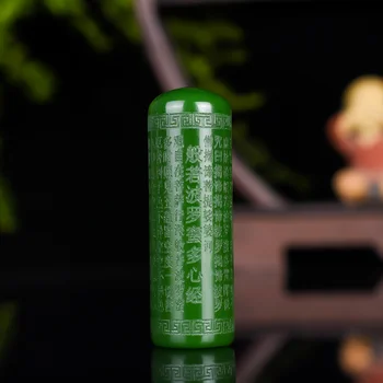 Prírodné Green Jade Budhistické Písma Prívesok Náhrdelník Čínsky Ručne Vyrezávané Módne Pôvab Šperkov Amulet Darčeky pre Mužov, Ženy
