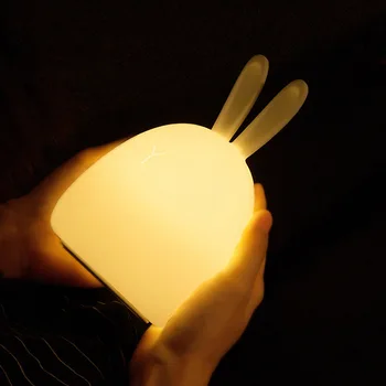 Roztomilý kreslený tuku králik farebné silica gel nočné svetlo USB nabíjanie LED atmosféru lampa nočná lampa stolná lampa