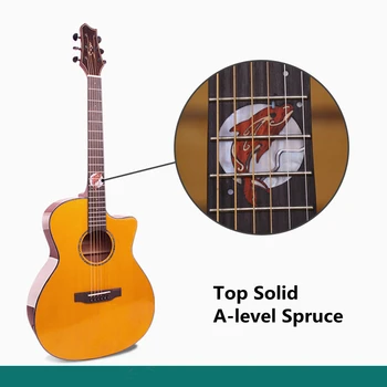 Top Solid Úroveň Smrek Gitaru Akustickú Elektrické Ocele-String 40 Centimetrov-Telo Guitarra 6 Reťazce Ľudovej Rezu HighGloss Pickup