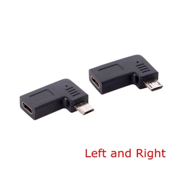 USB 3.1 USB-Typ C-C Ženské Micro USB 2.0 5Pin Muž Údaje nabíjací Adaptér konektor 90 Stupňov Vľavo a Vpravo Šikmého Typ 0