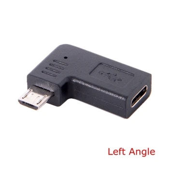 USB 3.1 USB-Typ C-C Ženské Micro USB 2.0 5Pin Muž Údaje nabíjací Adaptér konektor 90 Stupňov Vľavo a Vpravo Šikmého Typ 1