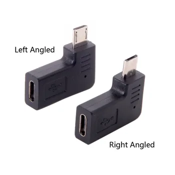 USB 3.1 USB-Typ C-C Ženské Micro USB 2.0 5Pin Muž Údaje nabíjací Adaptér konektor 90 Stupňov Vľavo a Vpravo Šikmého Typ 4