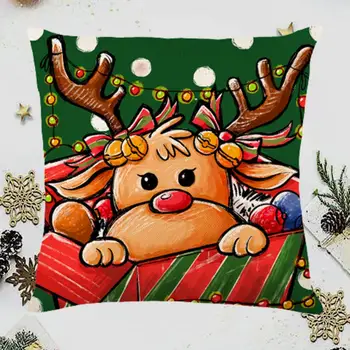 Užitočné Vankúš Odolné Námestie Elk Vianoce-tematické Vankúš Home posteľná bielizeň Ľanu Vankúš pre Hotel 4