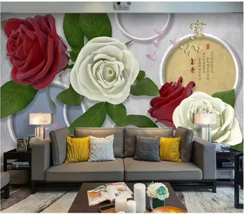 Vlastné foto tapety na steny 3 d nástenné maľby, tapety Moderné 3D ruže kvet, TV joj, steny papiere domáce dekorácie maľovanie