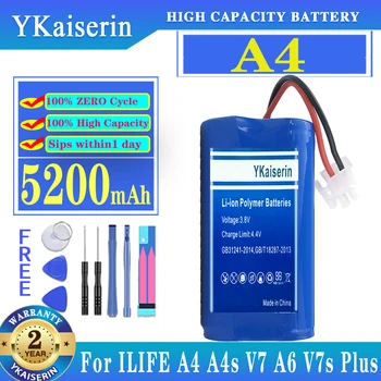 YKaiserin 4 5200mAh Za balíka ilife A4 A4s V7 A6 V7s Plus Robota Vysávač balíka ilife 4S 1P Plnú Kapacitu Batérie + Nástroje