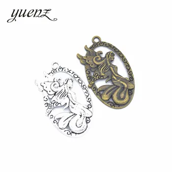 YuenZ 4pcs 2 farba Antique Silver farba anjel Charms zliatiny Zinku Prívesok Šperky DIY Náhrdelníky náušnice 47*27mm I219