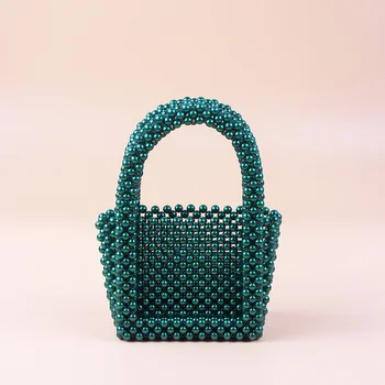 Zelená Korálkové Kabelky pre Ženy Mini Večer Taška Strán, Svadby Malé Tote Bag Luxusný Dizajn Lete Malé Vedierko Kabelku 2022 Žena