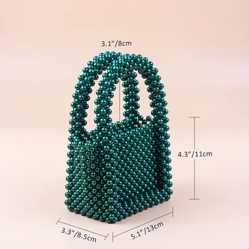 Zelená Korálkové Kabelky pre Ženy Mini Večer Taška Strán, Svadby Malé Tote Bag Luxusný Dizajn Lete Malé Vedierko Kabelku 2022 Žena 1